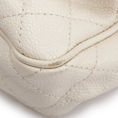 Chanel White Caviar Leather Medium Easy Flap Bag