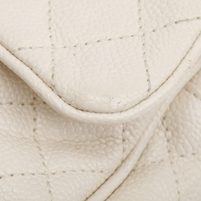 Chanel White Caviar Leather Medium Easy Flap Bag
