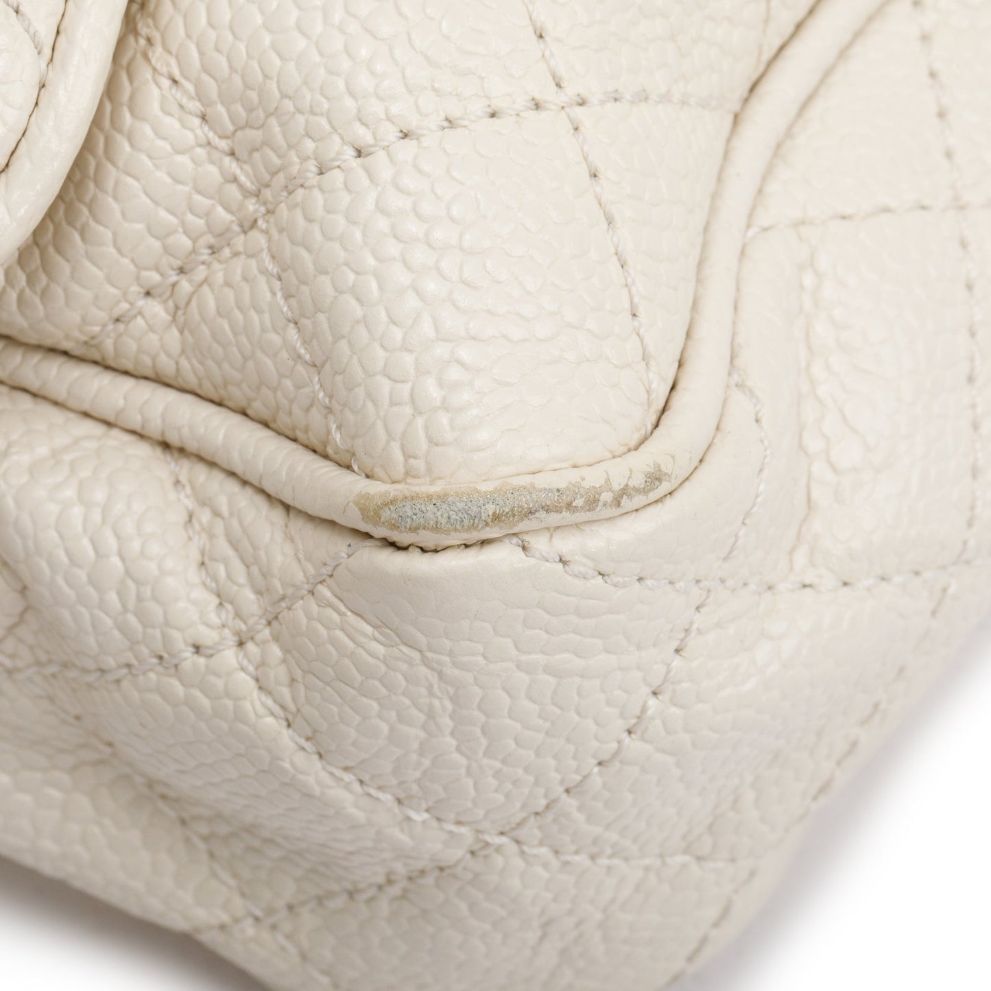 Chanel White Caviar Leather Medium Easy Flap Bag