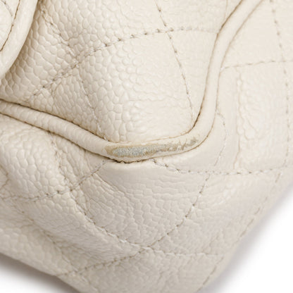 Chanel White Caviar Leather Medium Easy Flap Bag