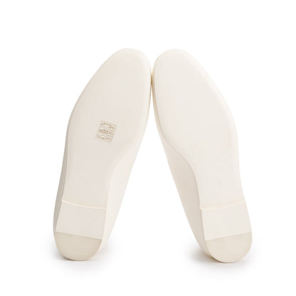 Chanel White Lambskin Leather CC Logo Beaded Loafer, Size 40