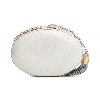 Chanel White Multicolor Calfskin Leather La Pausa Tassel Clutch Crossbody Bag