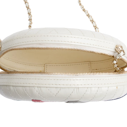Chanel White Multicolor Calfskin Leather La Pausa Tassel Clutch Crossbody Bag