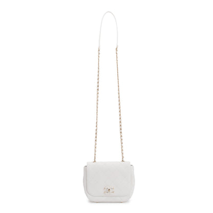 Chanel White Quilted Calfskin Leather CC Flap Crossbody Bag