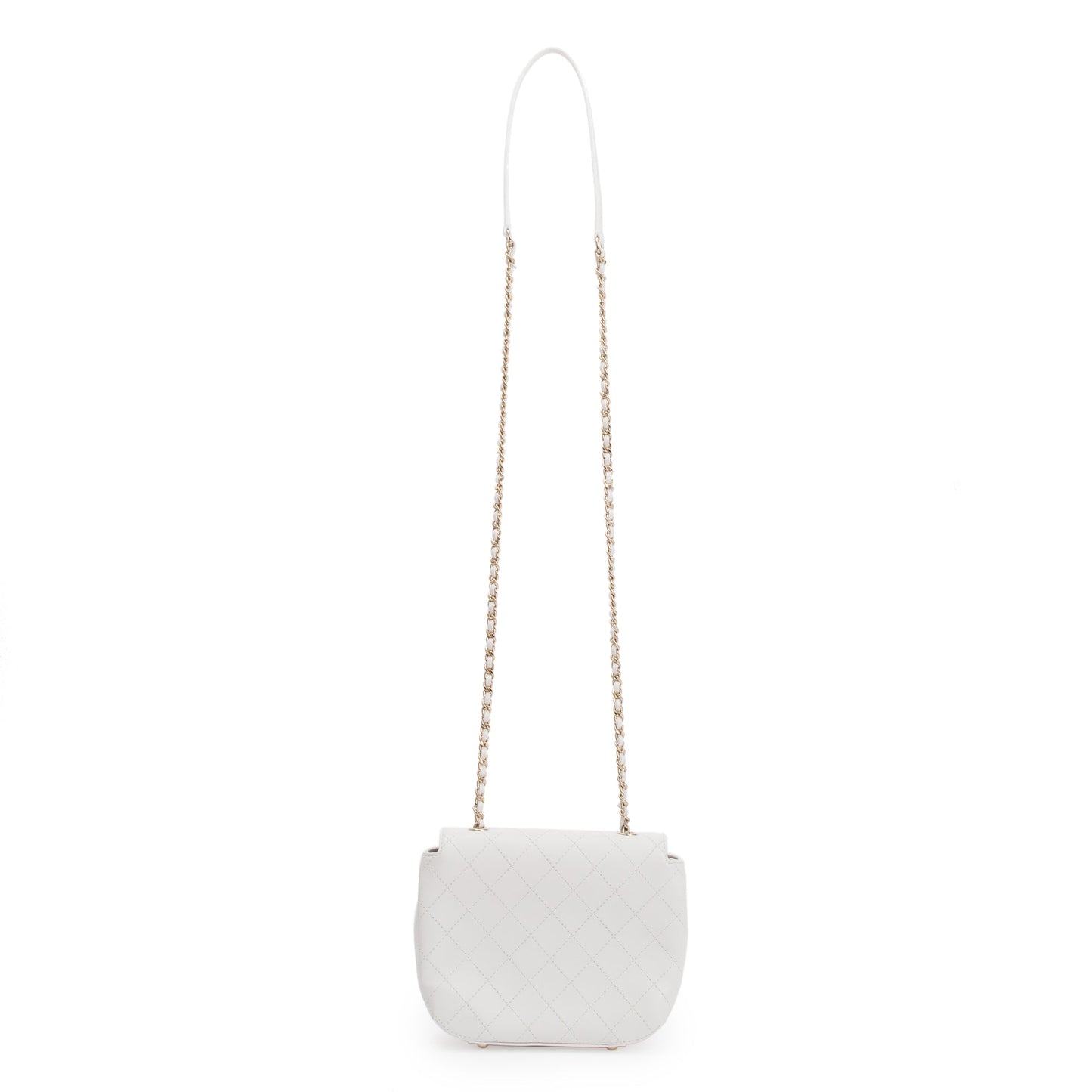 Chanel White Quilted Calfskin Leather CC Flap Crossbody Bag