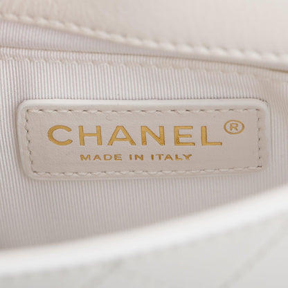 Chanel White Quilted Calfskin Leather CC Flap Crossbody Bag