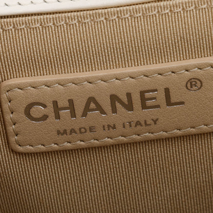 Chanel White Quilted Calfskin Leather Medium Boy Bag
