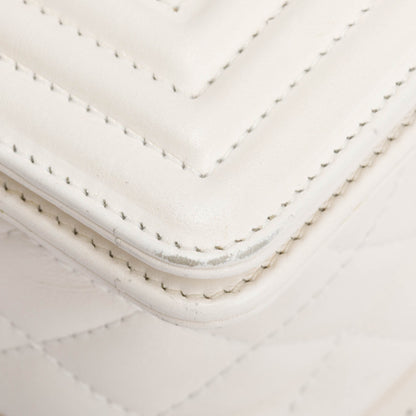 Chanel White Quilted Calfskin Leather Medium Boy Bag