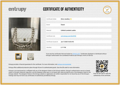 Chanel White Quilted Caviar Leather Classic Medium Double Flap Bag