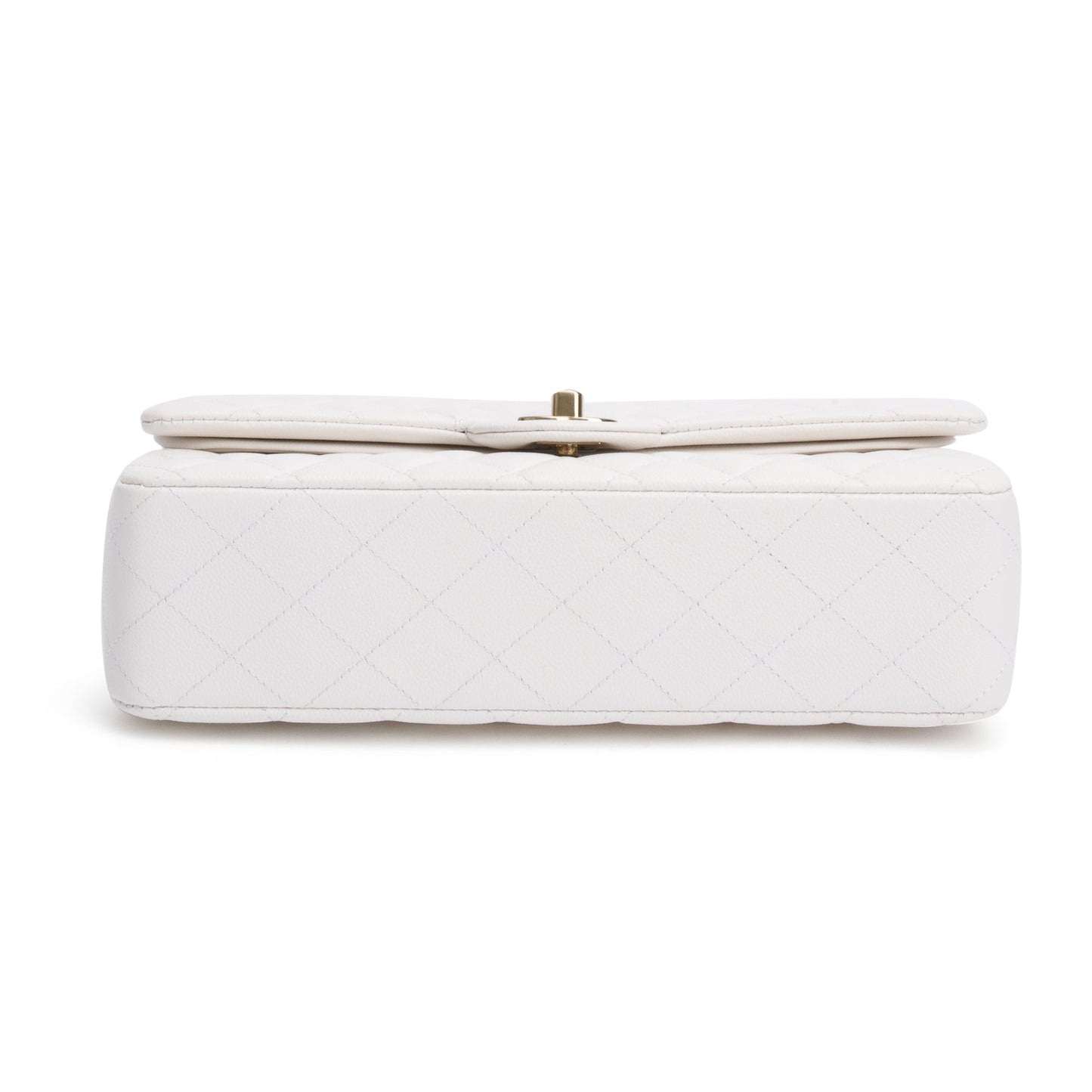 Chanel White Quilted Caviar Leather Classic Medium Double Flap Bag