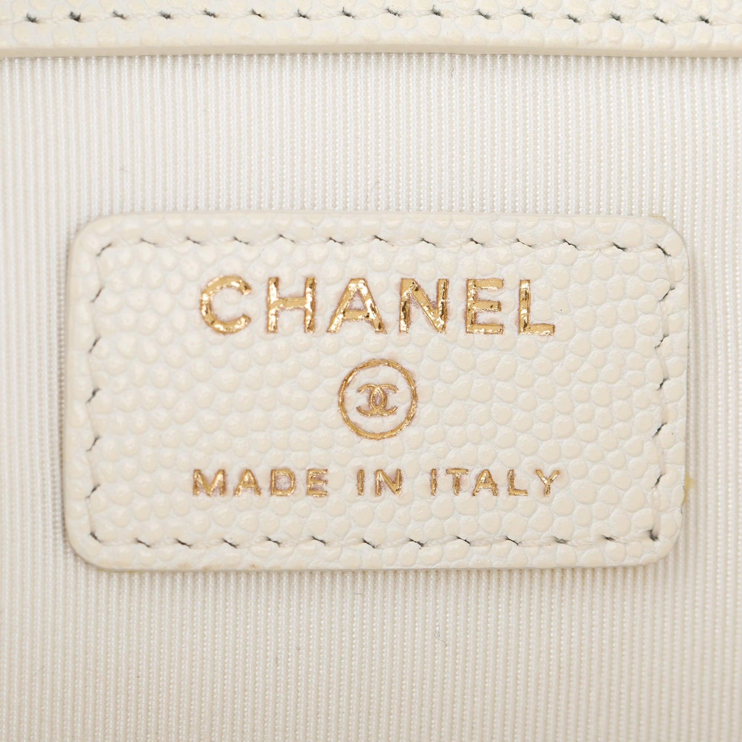 Chanel White Quilted Caviar Leather Medium O-Case Clutch