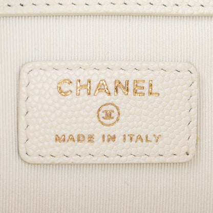 Chanel White Quilted Caviar Leather Medium O-Case Clutch