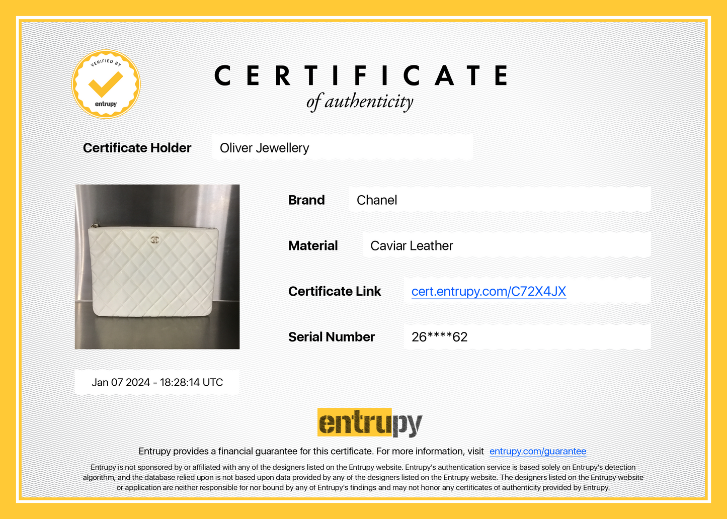 Chanel White Quilted Caviar Leather Medium O-Case Clutch