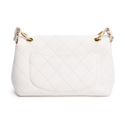 Chanel White Quilted Caviar Leather Small City Walk Flap Bag