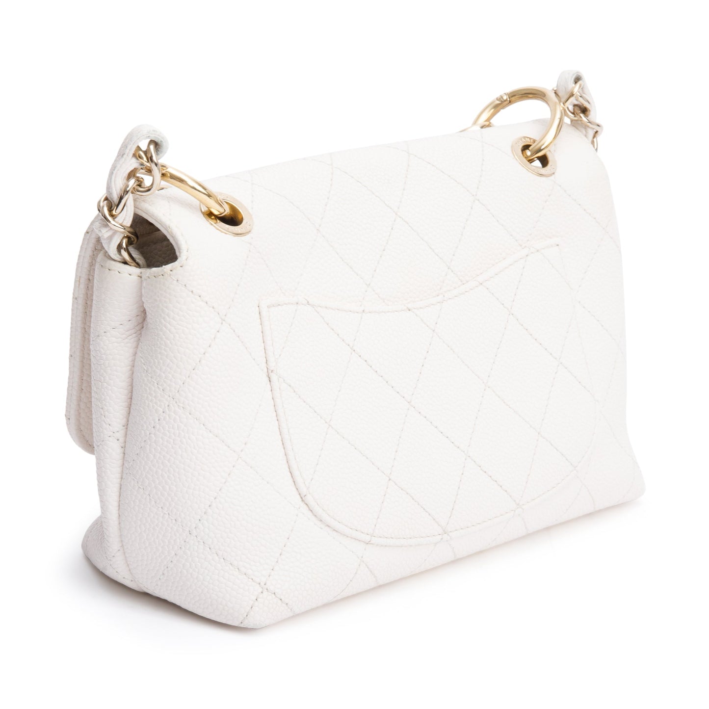 Chanel White Quilted Caviar Leather Small City Walk Flap Bag