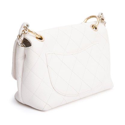 Chanel White Quilted Caviar Leather Small City Walk Flap Bag