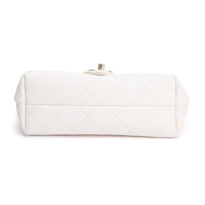 Chanel White Quilted Caviar Leather Small City Walk Flap Bag