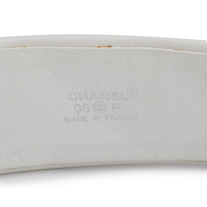 Chanel White Quilted Lambskin Leather Interlocking CC Logo Oval  Buckle Belt 80 38