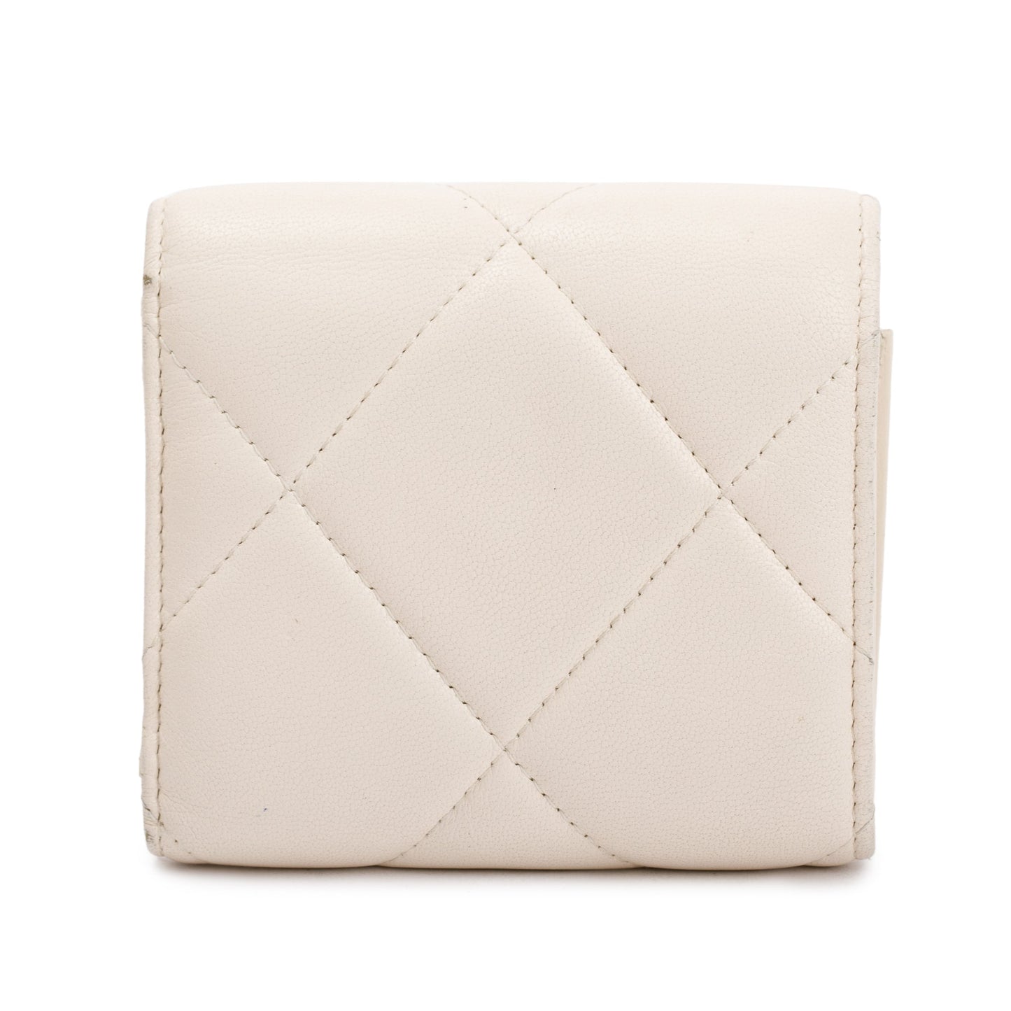 Chanel White Quilted Leather Small 19 Flap Wallet
