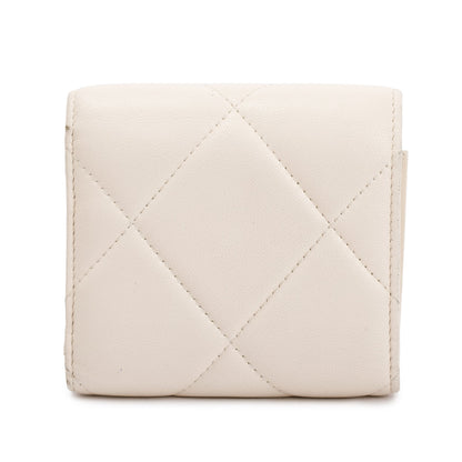 Chanel White Quilted Leather Small 19 Flap Wallet