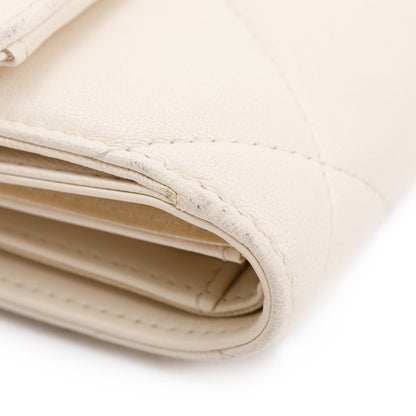 Chanel White Quilted Leather Small 19 Flap Wallet