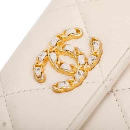Chanel White Quilted Leather Small 19 Flap Wallet