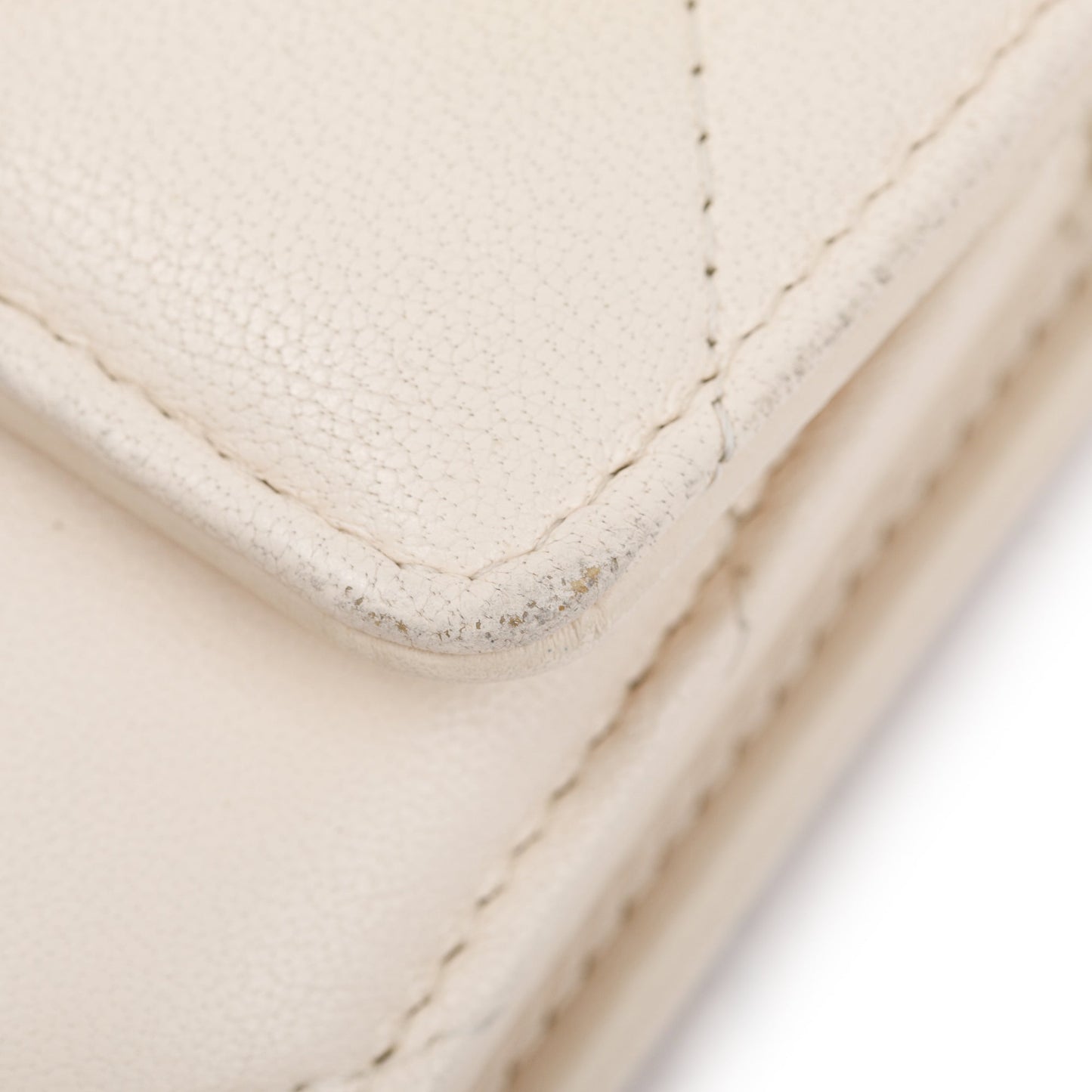 Chanel White Quilted Leather Small 19 Flap Wallet