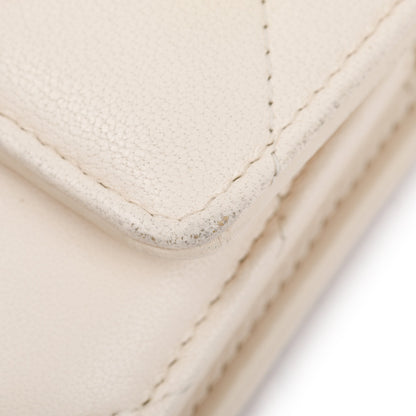 Chanel White Quilted Leather Small 19 Flap Wallet