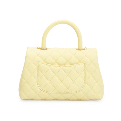 Chanel Yellow Quilted Caviar Leather Small Coco Handle Bag