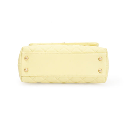 Chanel Yellow Quilted Caviar Leather Small Coco Handle Bag