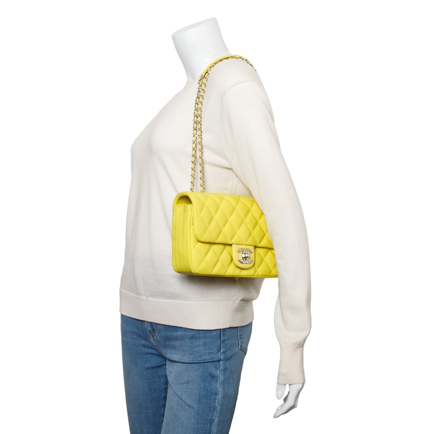 Chanel Yellow Quilted Lambskin Leather Medium Rain Flap Bag
