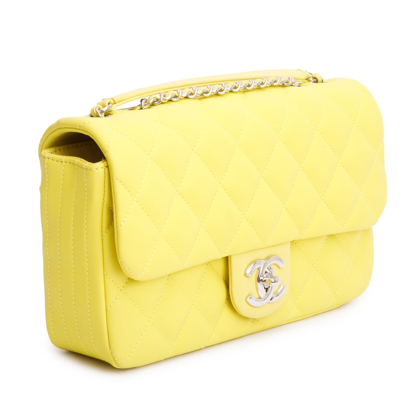 Chanel Yellow Quilted Lambskin Leather Medium Rain Flap Bag