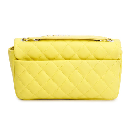 Chanel Yellow Quilted Lambskin Leather Medium Rain Flap Bag