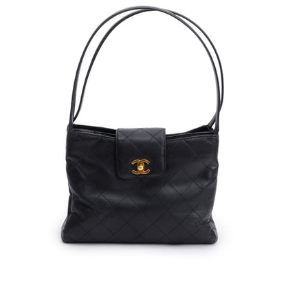 Chanel Black Quilted Calfskin Leather CC Shoulder Bag
