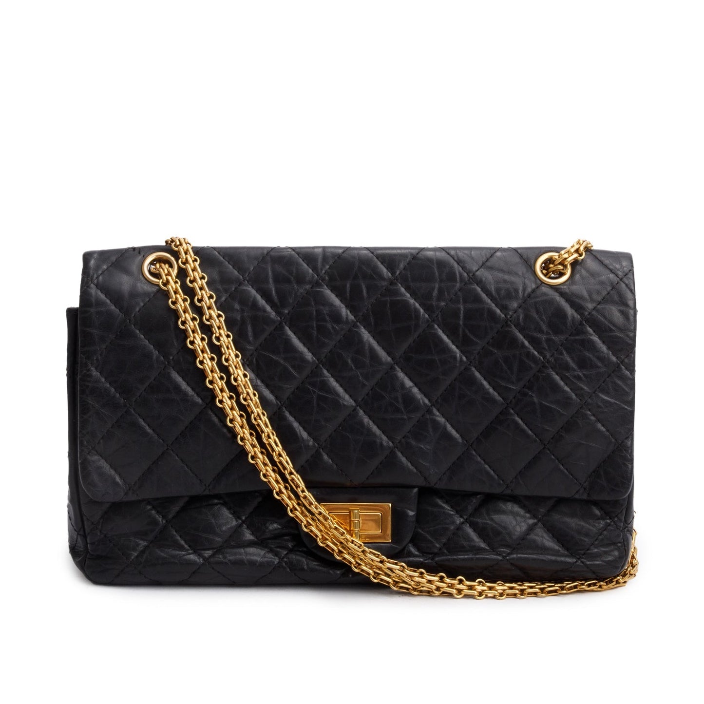 Chanel Black Quilted Calfskin Leather 2.55 Reissue 227 Double Flap Bag