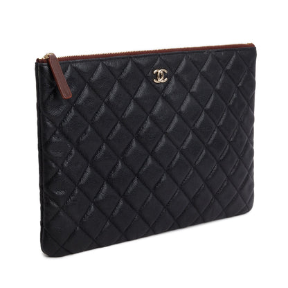 Chanel 2021 Black Caviar Quilted O-Case