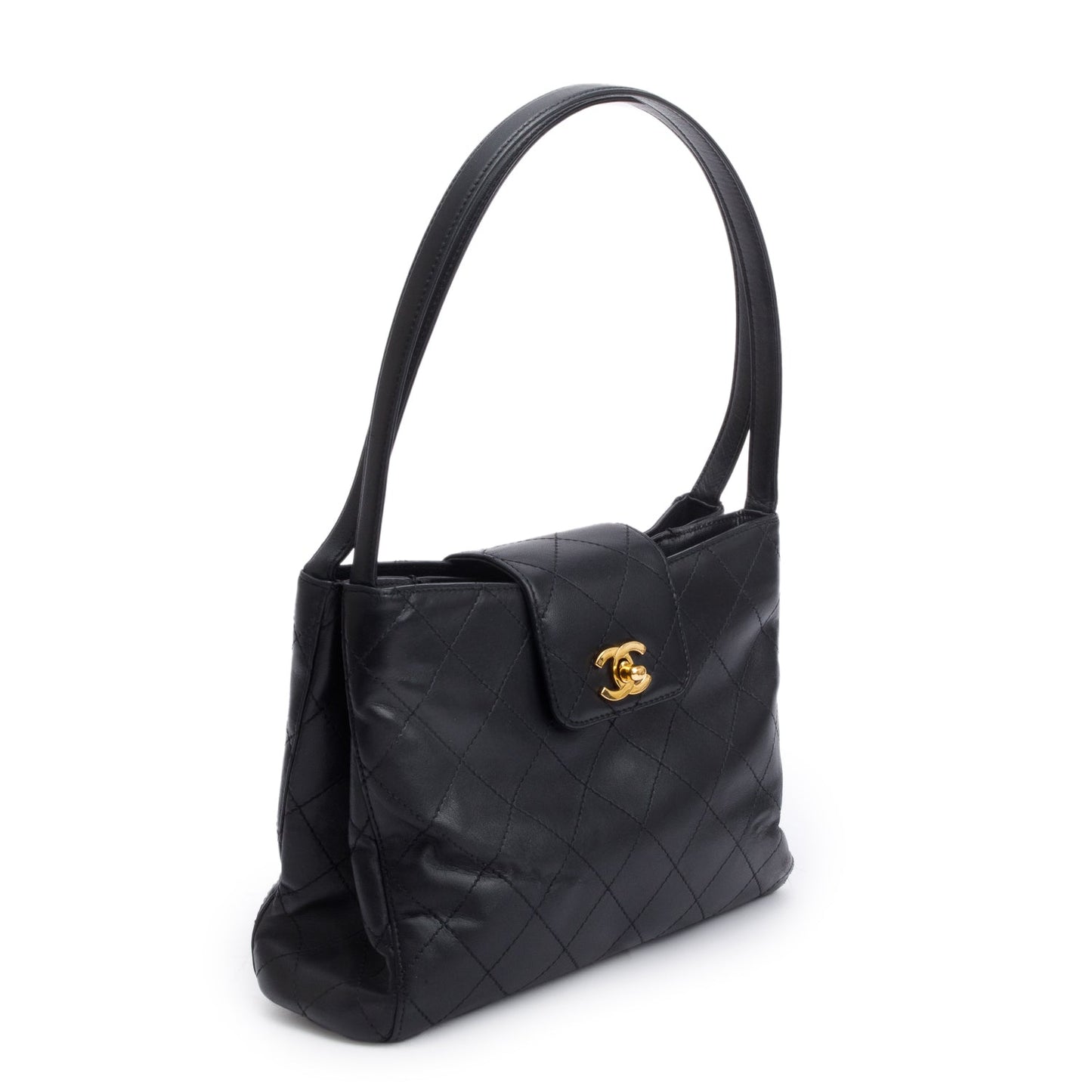 Chanel Black Quilted Calfskin Leather CC Shoulder Bag