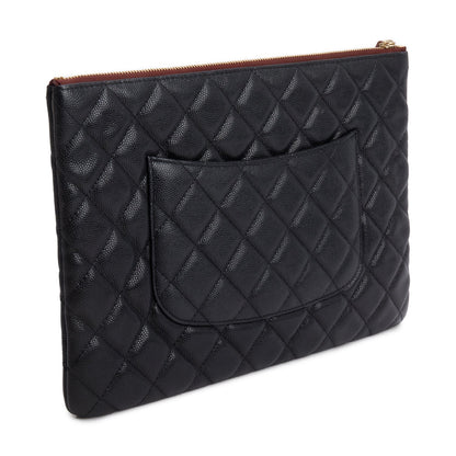 Chanel 2021 Black Caviar Quilted O-Case