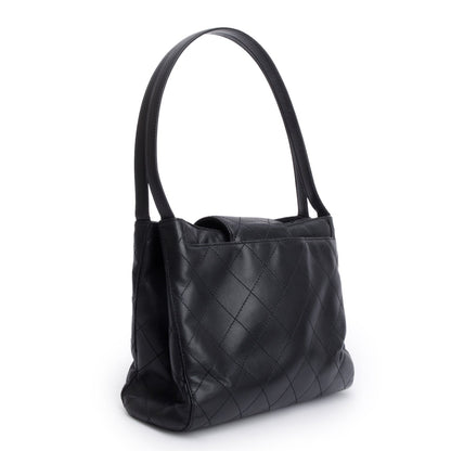 Chanel Black Quilted Calfskin Leather CC Shoulder Bag