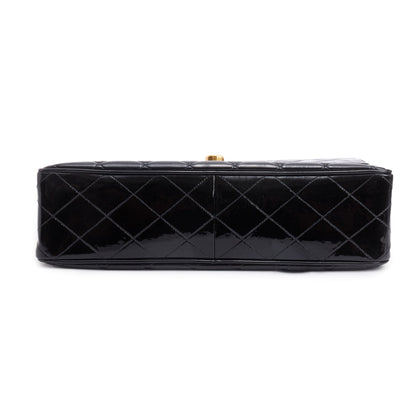 Chanel Black Patent Leather Vintage Jumbo XL Maxi Single Flap Bag