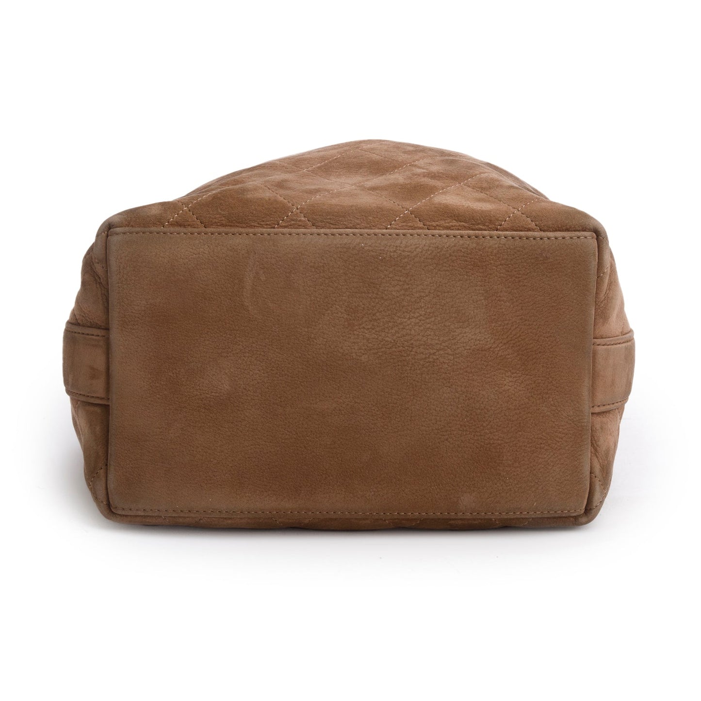 Chanel Brown Suede Quilted On My Shoulder Drawstring Bag