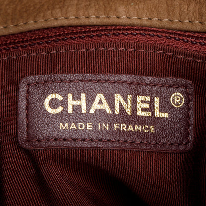 Chanel Brown Suede Quilted On My Shoulder Drawstring Bag
