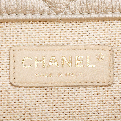 Chanel Metallic Gold Quilted Calfskin Leather XXL Airline Travel Flap Bag