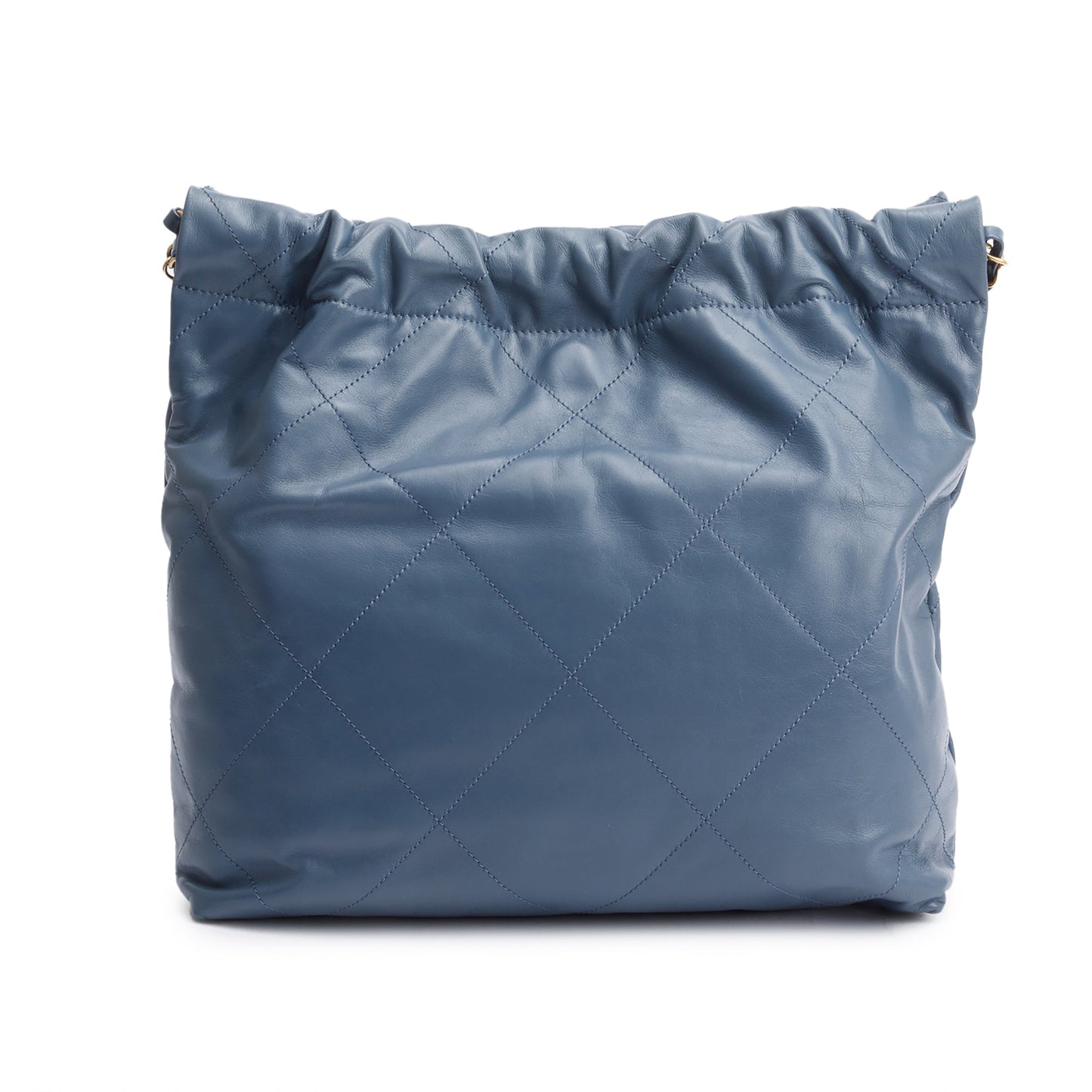 Chanel Blue Shiny Calfskin Leather Small Chanel 22 Hobo