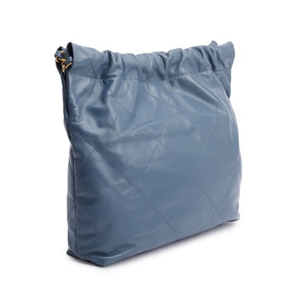 Chanel Blue Shiny Calfskin Leather Small Chanel 22 Hobo