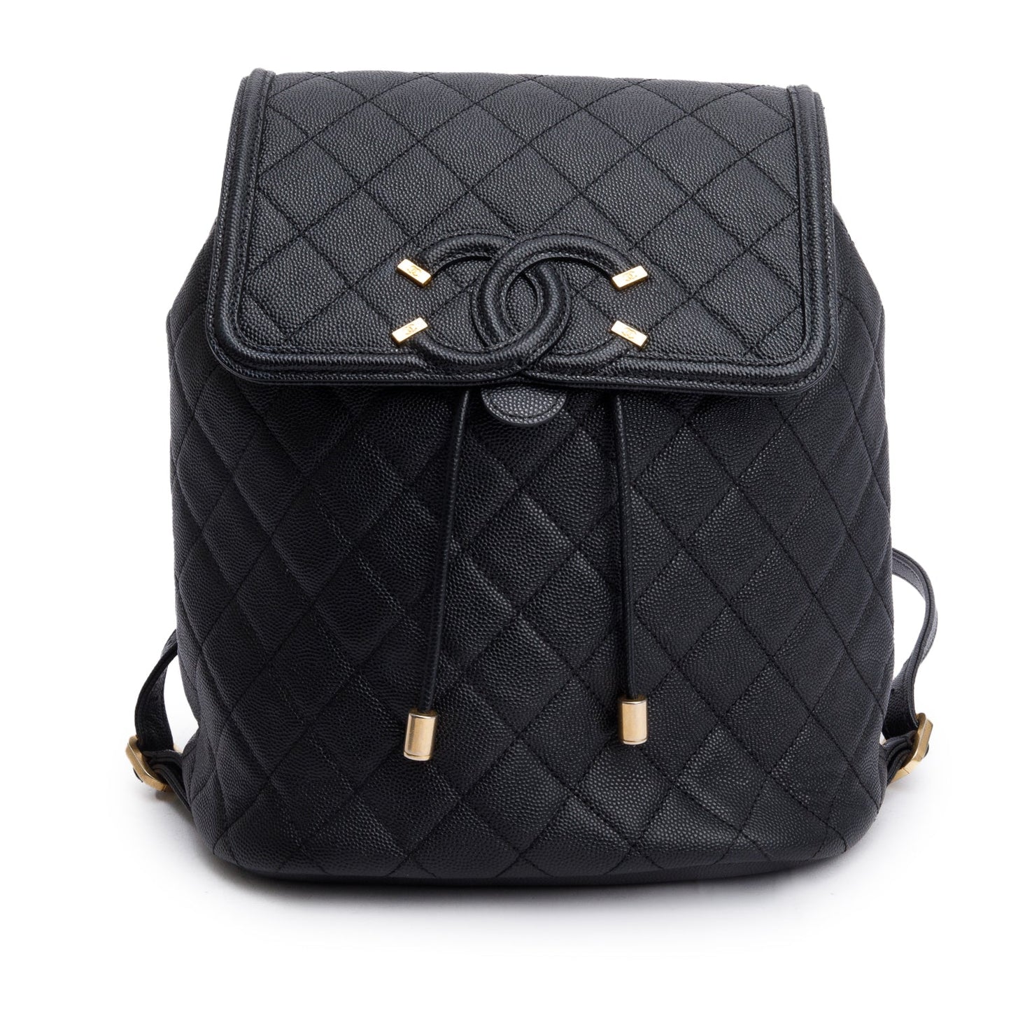 Chanel Black Quilted Caviar Leather Small Filigree Backpack