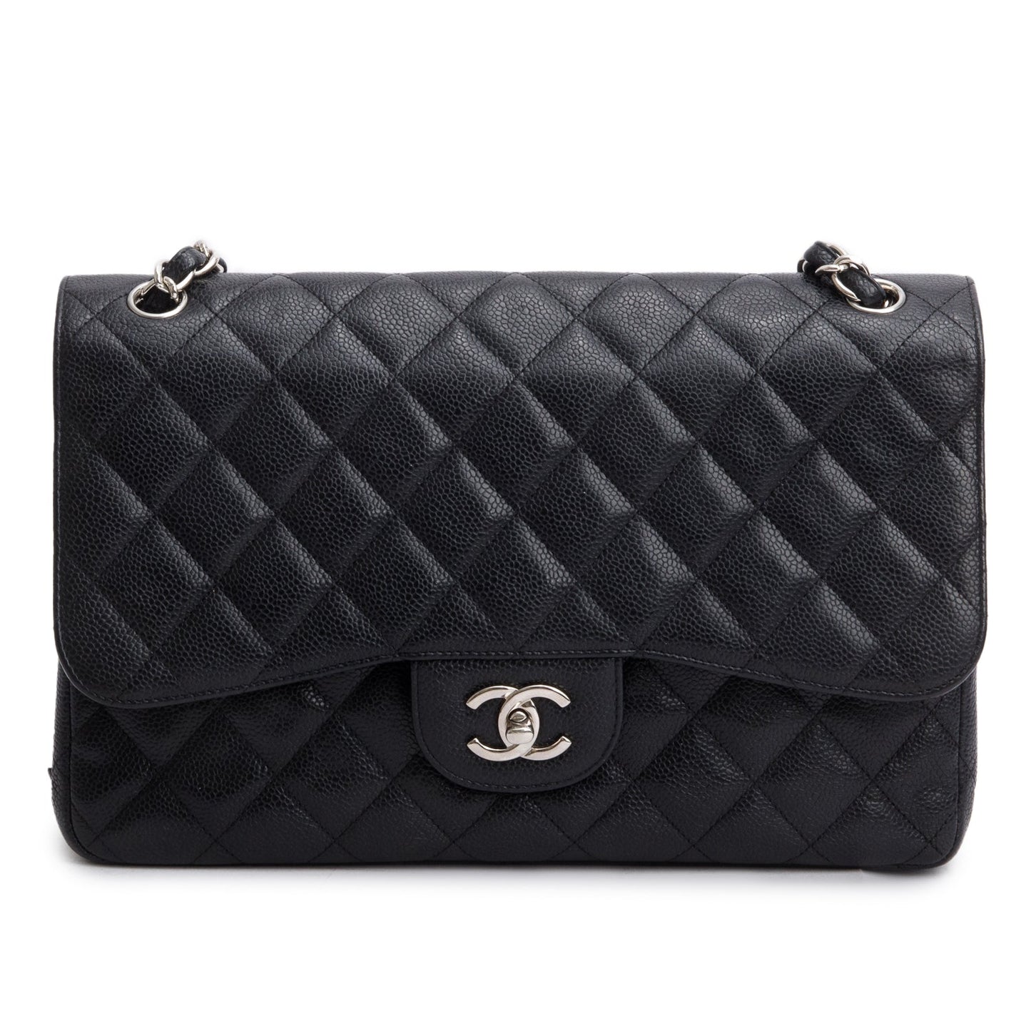 Chanel Black Caviar Leather Classic Jumbo Double Flap Bag