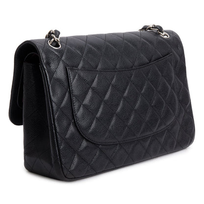Chanel Black Caviar Leather Classic Jumbo Double Flap Bag