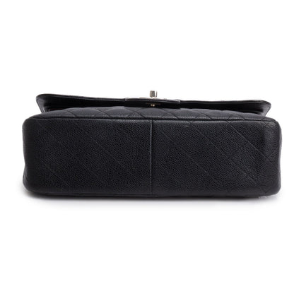 Chanel Black Caviar Leather Classic Jumbo Double Flap Bag