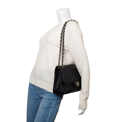 Chanel Black Caviar Leather Classic Jumbo Double Flap Bag